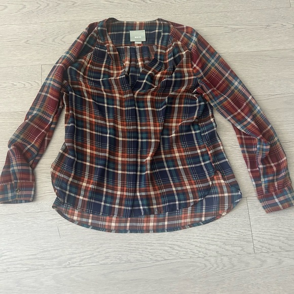 Mauve Chiffon Plaid Longsleeves Pumpkin Patch Top Size M - Picture 1 of 2